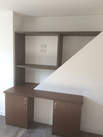 A custom built shelf and desk